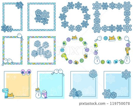A set of cute winter mini frames 119750078
