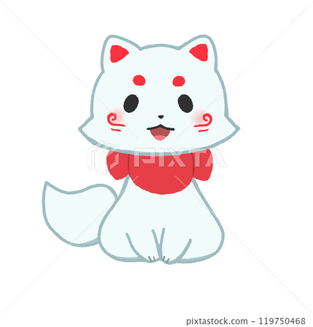 白狐狸面向前坐著 119750468