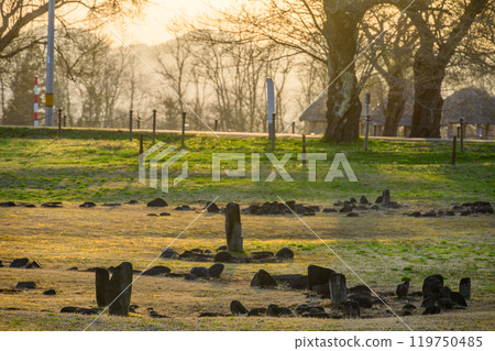Evening view of the Oyu Stone Circle, a Jomon World Heritage Site Evening view of the Oyu Stone Circle, a Jomon World Heritage Site 119750485