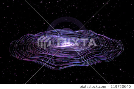 Purple curve lines vortex with huge bubble, 3d 119750640