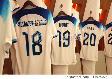 The locker room at Wembley Stadium, the holy ground of English soccer 119750742