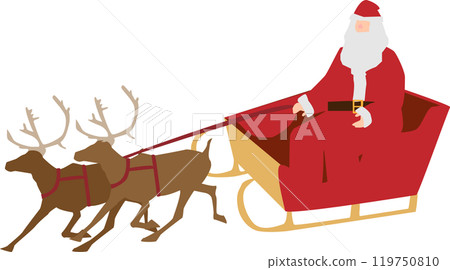聖誕老公公和他的馴鹿拉著雪橇 119750810