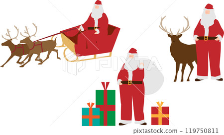 聖誕老人與馴鹿的聖誕材料 119750811