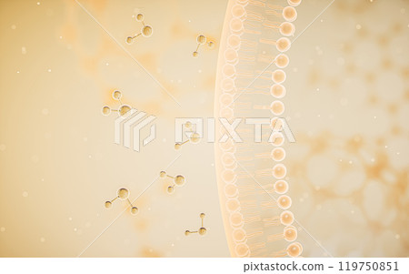 Cell membrane with yellow background, 3d 119750851