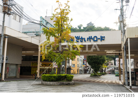 多雲的秋天天空和宇和島城| 南洋文化會館前街| 10月拍攝的愛媛縣宇和島市 多雲的秋天天空和宇和島城| 南洋文化會館前街| 10月拍攝的愛媛縣宇和島市 119751035