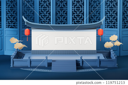 Empty stage with Chinese background, 3d rendering. Empty stage with Chinese background, 3d rendering. 119751213