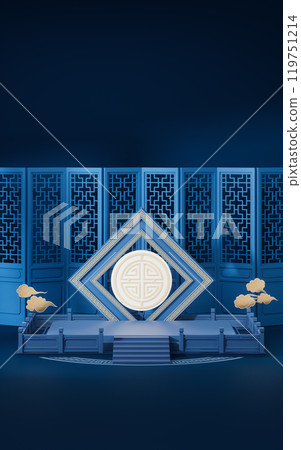 Empty stage with Chinese background, 3d rendering. Empty stage with Chinese background, 3d rendering. 119751214