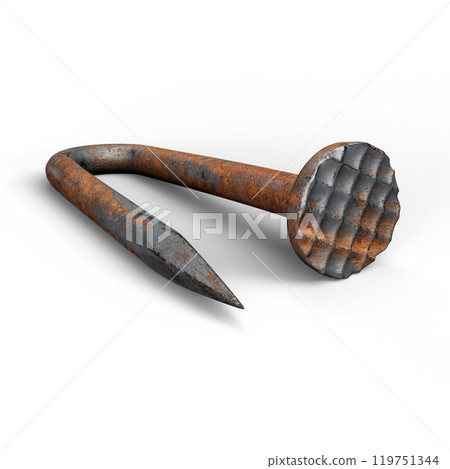 Rusty Nail Pin. 3D Illustration. File with Clipping Path. 119751344