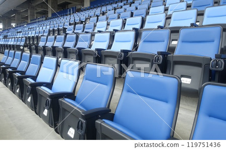 Seats lined up in the stadium Seats lined up in the stadium 119751436