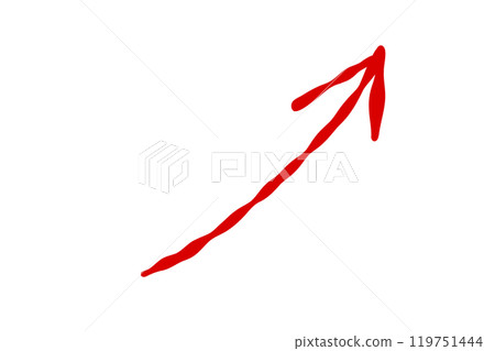 Simple hand-drawn illustration of a red arrow pointing upwards Simple hand-drawn illustration of a red arrow pointing upwards 119751444