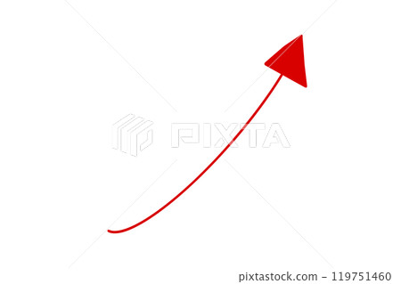 Simple hand-drawn illustration of a red arrow pointing upwards Simple hand-drawn illustration of a red arrow pointing upwards 119751460