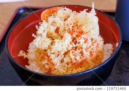 Giant Sakura Shrimp Kakiage Rice Bowl. Roadside station "Ito Marine Town" in Ito City, Izu Peninsula, Shizuoka Prefecture, Ito City, Izu Peninsula, 2024 119751468