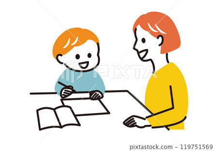 Parents and children studying together 119751569
