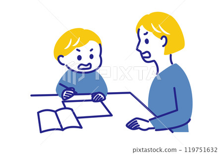 Parents and children arguing about studying 119751632
