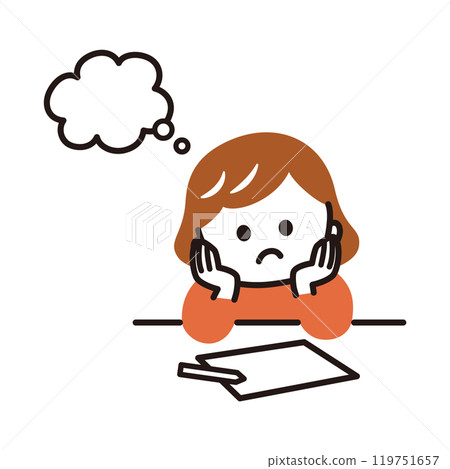 女孩思考一個問題 119751657