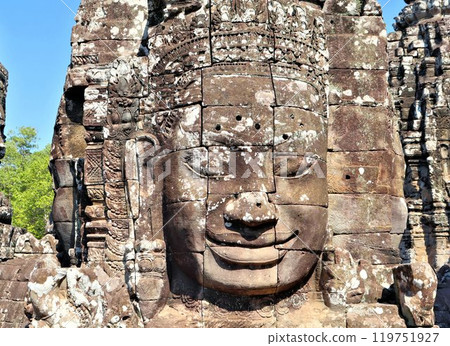 Bayon temple in Cambodia, faces of unknown deities 119751927