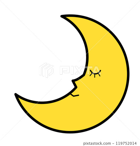 Crescent moon with a face painted on it Crescent moon with a face painted on it 119752014