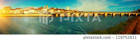 Panorama of bridge in Macon, France Panorama of bridge in Macon, France 119752811