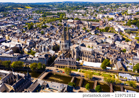 Aerial view of Quimper with Gothic Cathedral, Brittany Aerial view of Quimper with Gothic Cathedral, Brittany 119752812