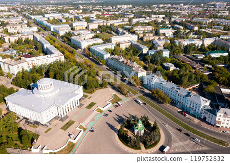 Aerial drone view of Dzerzhinsk city center Aerial drone view of Dzerzhinsk city center 119752832