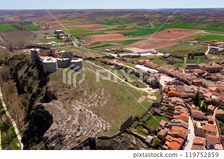 Drone photo of Berlanga de Duero's castle and town 119752859
