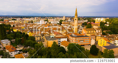 Aerial cityscape of Pordenone, Italy 119753001