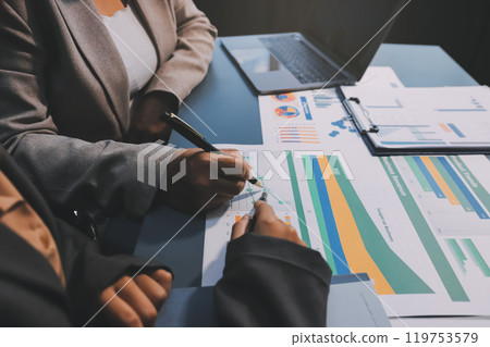 Team of business people are meeting to analyze data for marketing plan,Market research reports and income statistics, Financial and Accounting concept. Team of business people are meeting to analyze data for marketing plan,Market research reports and income statistics, Financial and Accounting concept. 119753579