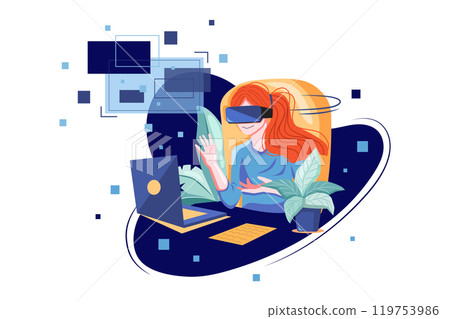 Business person working using VR Tech Business person working using VR Tech 119753986