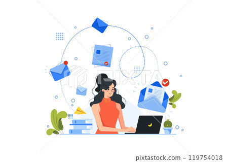 Female Influencer Sending Email Marketing 119754018