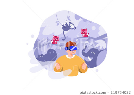 Man experiencing Virtual Zoo 119754022
