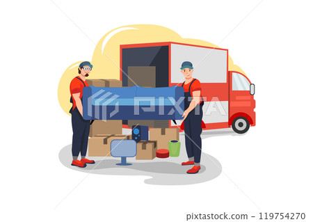 Movers picking up a sofa 119754270