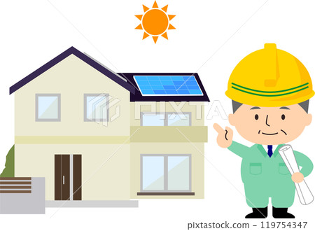 安裝太陽能板的施工工作 119754347