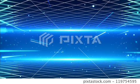 Abstract future digital technology and wireframe deep space in dark blue background 119754595