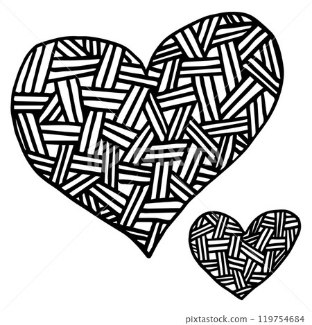 Hatching lines heart icon set. Doodle hand drawn elements isolated on a white background. Love, Valentine's, abstract clipart. Hatching lines heart icon set. Doodle hand drawn elements isolated on a white background. Love, Valentine's, abstract clipart. 119754684