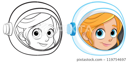 Smiling Astronaut Cartoon Illustration Smiling Astronaut Cartoon Illustration 119754697