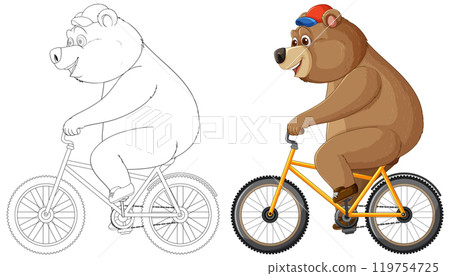 Bear Riding a Bicycle Illustration Bear Riding a Bicycle Illustration 119754725