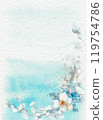 Elegant watercolor floral design - natural fresh blue background 119754786