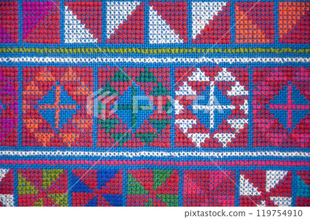 Hill tribe embroidery pattern background. 119754910