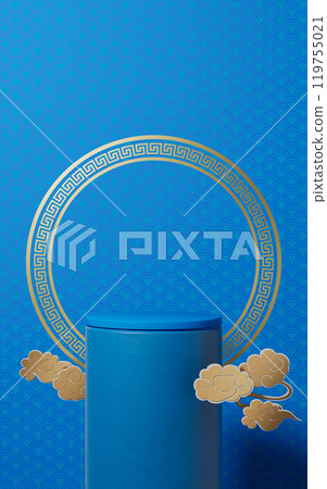 Empty stage with Chinese background, 3d rendering. 119755021