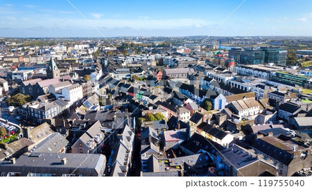City of Galway Ireland aerial view over the Claddagh district 119755040