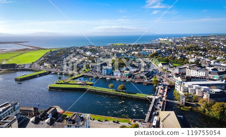 City of Galway Ireland aerial view over the Claddagh district 119755054