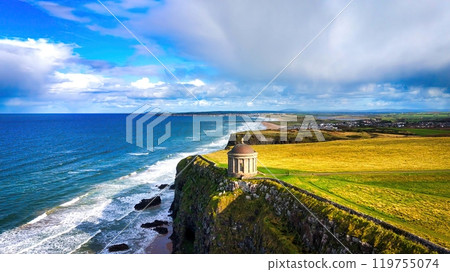 Mussenden Temple at the west coast of Northern Ireland in an enchanting Coastal Landscape featuring 119755074