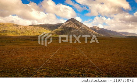 Connemara National Park in Ireland aerial view - A breathtaking and stunning mountain landscape 119755078