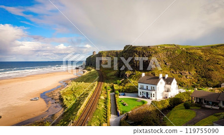 Mussenden Temple at the west coast of Northern Ireland in an enchanting Coastal Landscape featuring 119755090