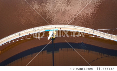 Peace Bridge over River Foyle in the City of Derry aka Londonderry in Northern Ireland aerial view Peace Bridge over River Foyle in the City of Derry aka Londonderry in Northern Ireland aerial view 119755432