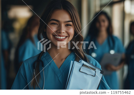 Smiling nurses - a professional presence in the medical field 119755462