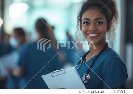 Smiling nurses - a professional presence in the medical field 119755463