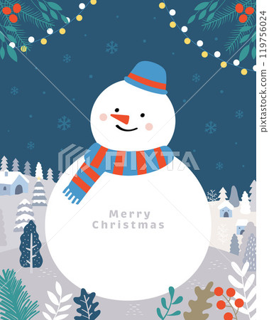 A big snowman in the snowfield A big snowman in the snowfield 119756024