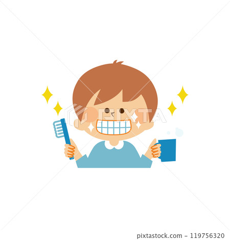 Children brushing their teeth Cute illustration material 119756320