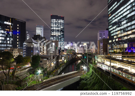 禦茶之水站、總武線、丸之內線夜景 禦茶之水站、總武線、丸之內線夜景 119756992
